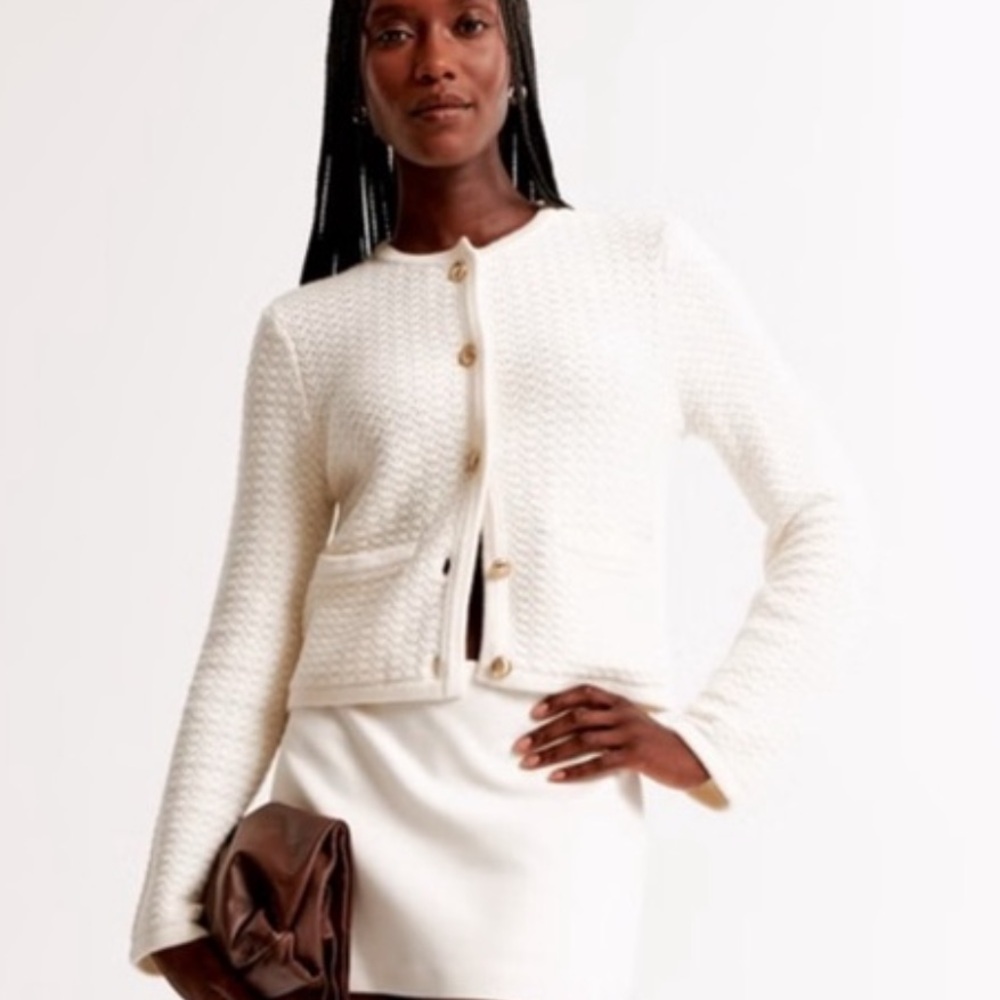 Abercrombie & Fitch Cream knit Cardigan